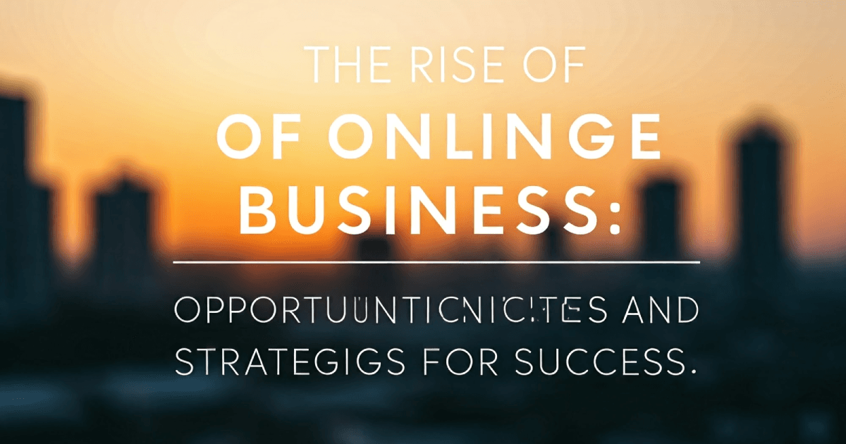 The Rise of Online Business: Opportunities and Strategies for Success